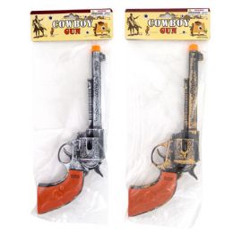 48 pieces Cowboy Gun 12in W/click Sound 2asst Antique Look Finish Pbh - Toy Weapons