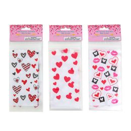 72 pieces Valentine Treat Bag W/zip Seal 20ct 3.5 X 6.6in 3ast Pbh - Valentine Gift Bag's