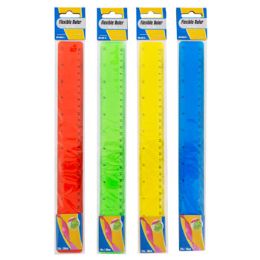 48 pieces Ruler Flexible Pvc 4ast Colors Polybag W/header Insert - Rulers