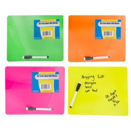 24 Wholesale Dry Erase Board 4 Neon Colors 8x10 Mdf Magnetic W/marker Shrink/label/mdf Comply