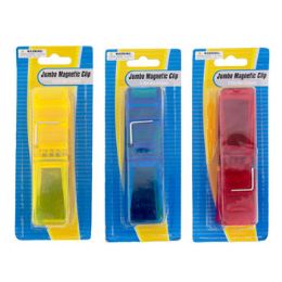 36 pieces Memo Clip Plastic Jumbo Magnetic 3ast Colors 4.72 X 1.18in Stat/blister Card - Clipboards and Binders