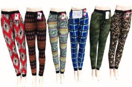 12 Pieces Women Printed Long Assorted Pants - Womens Pants