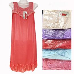 24 Wholesale Women's Lace Silky Lightweight Nightgown