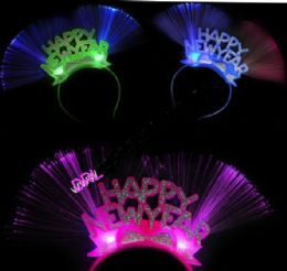 48 Wholesale Happy New Year Light Up Head Band