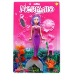 48 Wholesale 9.75" Mermaid Doll W/ Accss On Blister Card, 2 Assrt Clrs