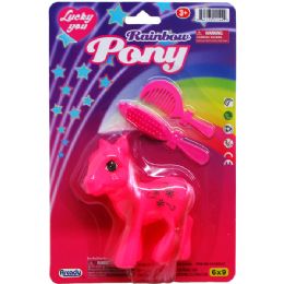 48 Wholesale 3.5" Rainbow Pony W/ Accessories On Blister Card, 2 Assorted
