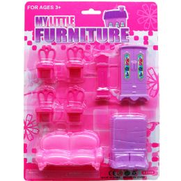 72 Pieces 8pc Furniture Set On Blister Card, 2 Assorted - Toy Sets