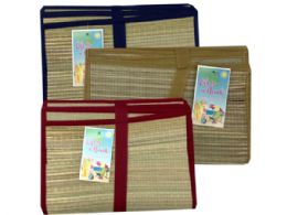 12 pieces Bamboo Picnic Mat In Assorted Trim Colors - Outdoor Recreation