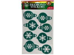 132 pieces 8 Piece Dimond Holiday Sticker Ornaments In Green - Christmas Ornament