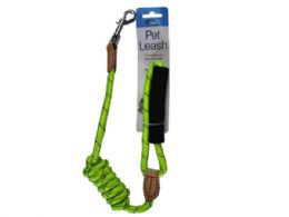12 Bulk 46 In Nylon Dog Walking Leash With Leather Accents