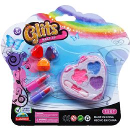 72 Pieces 2.75" Heart Shape Make Up W/ Accessories Set On Blister Card - Girls Toys