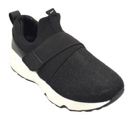 12 Wholesale Women's Fashion Sneakers In Black Size Group A