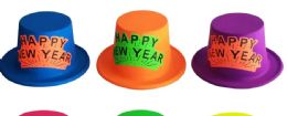 72 Wholesale 5.2x9.5 Inch Neon Happy New Year Hat