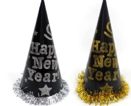 96 Wholesale 13.5 Inch Happy New Year Cone Hat