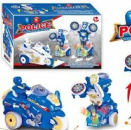 12 Pieces Universal Light And Music Transform Police Car - Action Figures & Robots