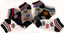 72 Wholesale Boy's Socks Soccer Ball Assorted Colors And Sizes