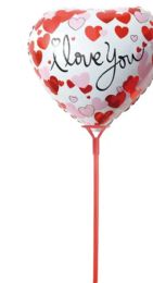 50 Pieces 18 Inch Valantine's Day Balloon With Stick - Valentine Decorations