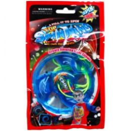 144 Pieces 3.75" Pull A Line Spinning Top In Pouch Bag, 3 Assorted Colors - Toy Sets