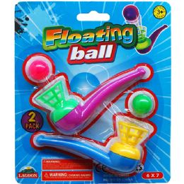 96 Pieces 2pc 4" Floating Ball Play Set On Blister Card - Novelty Toys