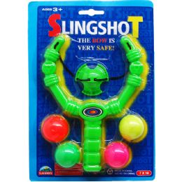 72 Pieces 7.25" Slingshot W/ 4 Foam Balls On Blister Card, 4 Assorted - Toy Sets