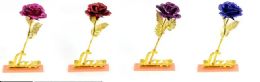 24 Pieces 10.8 Inch Metallic Rose With Base And Gift Box - Valentine Decorations