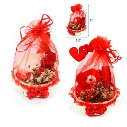 72 Wholesale 5x9 Inch Valentine's Day Bear With Basket Set