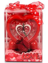 24 Pieces 5x7x4 Inch Red Clock W/ Red Rose Gift Set - Valentine Decorations