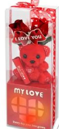 24 Pieces 12 Inch Bear With Red Rose Set - Valentine Decorations