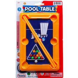 96 Pieces 7.25" Pool Table Play Set On Blister Card - Dominoes & Chess