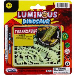144 Wholesale Glow In The Dark Dinosaur Puzzle On Blister Card