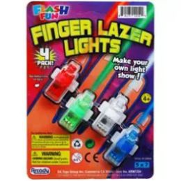 72 Bulk 4pc 1.5" Finger Lazer Lights On Blister Card