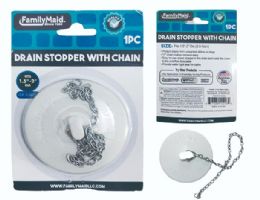144 Pieces White Rubber Drain Stopper With Chain - Plumbing Supplies