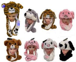 24 Pieces Long Plush Animal Hats With Flapping Ears Light up - Winter Animal Hats