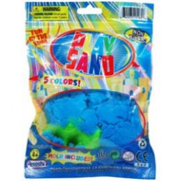 96 Pieces Magic Play Sand W/ Accessories On Pegable Pouch Bag, 5 Assorted - Toys & Games
