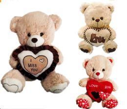 6 Pieces 20 Inch 3 Style Mixed Brown Bear With Love Heart And Sound - Valentine Decorations
