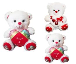 24 Pieces 12 Inch 2 Style White Bear With Love Heart And Sound - Valentine Decorations
