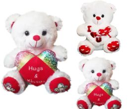 6 Pieces 20 Inch 2 Style White Bear With Love Heart And Sound - Valentine Decorations