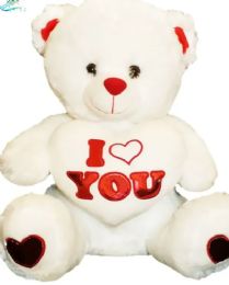 6 Pieces 24 Inch White Teddy Bear With Light And Sound - Valentine Decorations