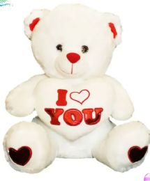 6 Pieces 20 Inch White Teddy Bear With Light And Sound - Valentine Decorations