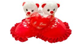 12 Pieces 14 Inch Double Bear Sit Heart With Kiss I Love You - Valentine Decorations