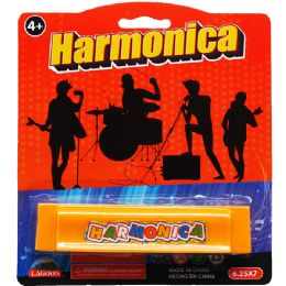 144 Pieces 5.25" Harmonica Play Set On Blister Card, 2 Assorted Colors - Musical