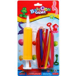 96 Pieces 9pc Balloons W/ 7" Pump On Blister Card, Assorted - Balloons & Balloon Holder