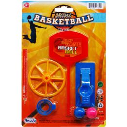 96 Bulk Table Mini Basketball Game Set In Blister Card, 3 Assrt