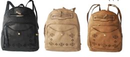 12 Pieces 14 Inch Pleather Backpack - Backpacks 15" or Less