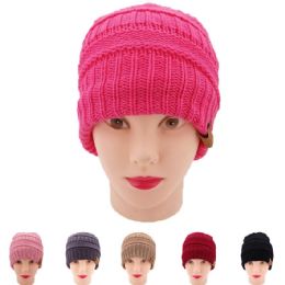 24 Bulk Women Ponytail Knitting Winter Hats