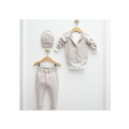 24 Pieces Baby Knitted Braid 4pcs Clothes Set Grey Color - Baby Apparel