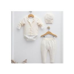 24 Pieces Baby Knitted Braid 4pcs Clothes Set Cream Color - Baby Apparel