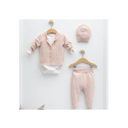 24 Bulk Baby Knitted Braid 4pcs Clothes Set Pink Color