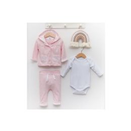 24 Pieces Baby Unisex 3pcs Baby Clothes Outfit Set Pink Color - Baby Apparel