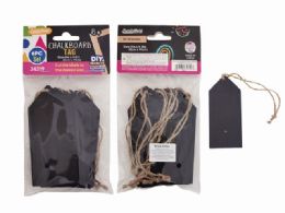 144 Pieces Chalkboard Tags 6pc With Cord 2x4.3 Inches - Chalk,Chalkboards,Crayons